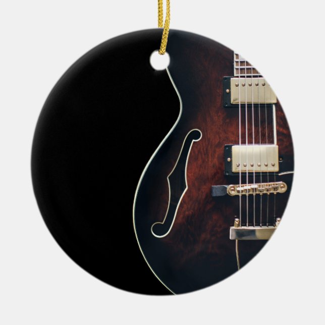 E-Gitarre auf Schwarz Keramik Ornament (Vorne)