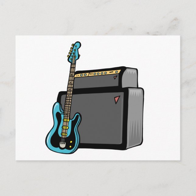 E-Gitarre Bass und Amp Postkarte (Vorderseite)