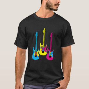 E-Gitarre mit Griff Mehrfarbig CMYK Blau Y T-Shirt