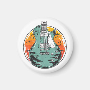 E-Gitarre Retro Sonnenuntergang Vintage Musikband Magnet