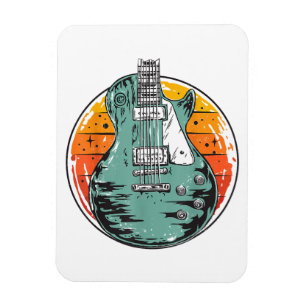 E-Gitarre Retro Sonnenuntergang Vintage Musikband Magnet