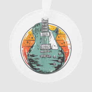 E-Gitarre Retro Sonnenuntergang Vintage Musikband Ornament