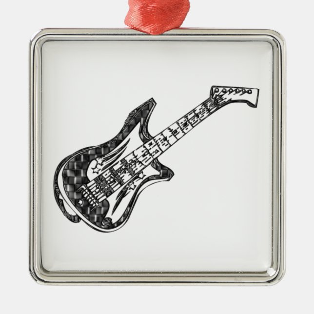 E-Gitarre Silbernes Ornament (Vorne)