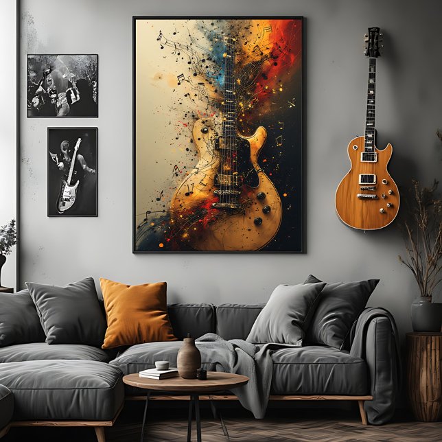 E-Gitarre Splatter-Paint Rock-Musik Poster (Von Creator hochgeladen)