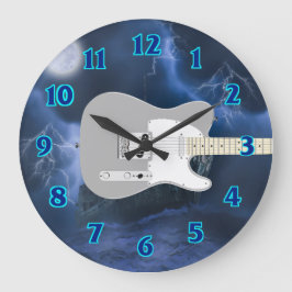 E-Gitarren-Blau Große Wanduhr