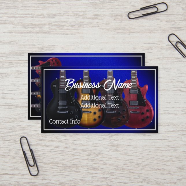 E-Gitarren Blau Visitenkarte (Vorderseite/Rückseite Beispiel)