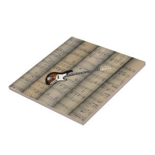 E-Gitarren-~ gerollter Notenen-Hintergrund Fliese