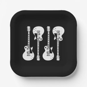 E-Gitarren Grafik in Weiß Pappteller