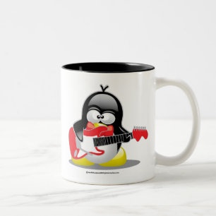 E-Gitarren-Pinguin Zweifarbige Tasse