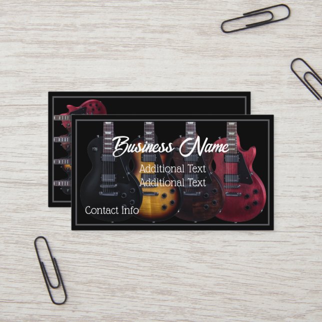 E-Gitarren Schwarz Visitenkarte (Vorderseite/Rückseite Beispiel)