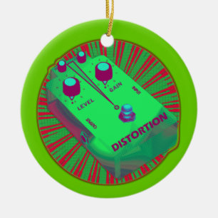 E-Gitarren-Verzerrungs-Pedal-Grün-Rot Keramikornament