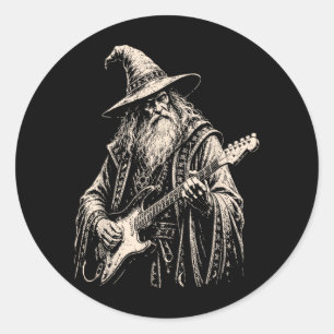 E-Gitarren-Zauberer Rockstar Sodasy Gitarrist Runder Aufkleber