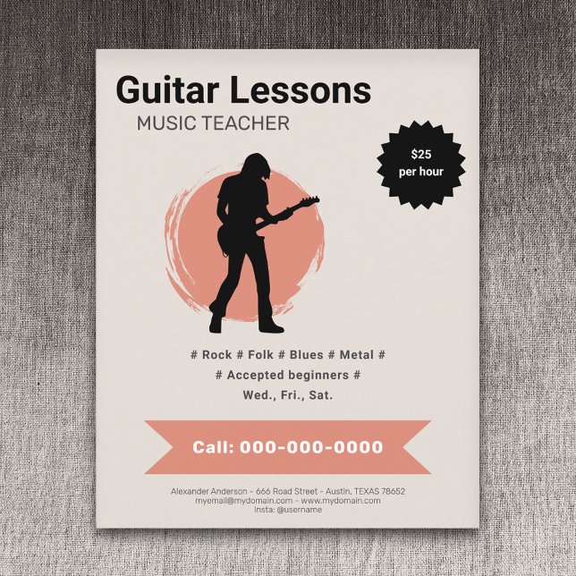 E-Gitarrenunterrichts-Flyer Flyer (Electric Guitar Lessons Flyer)