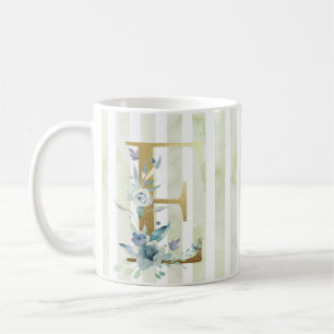 E Goldener Erstling auf blau-weiß Streifen Kaffeetasse