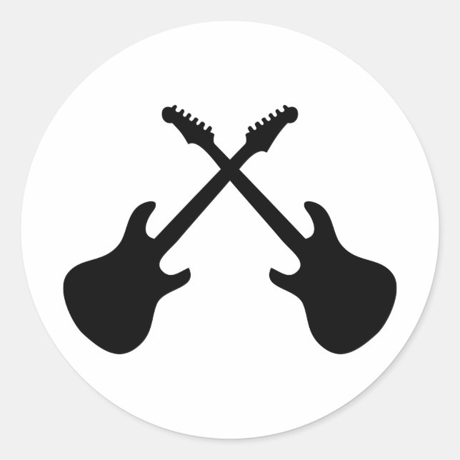 E Guitars Crossed Runder Aufkleber (Vorderseite)