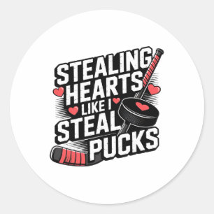 E Herzen stehlen wie ich Pucks stehle Valentinstag Runder Aufkleber