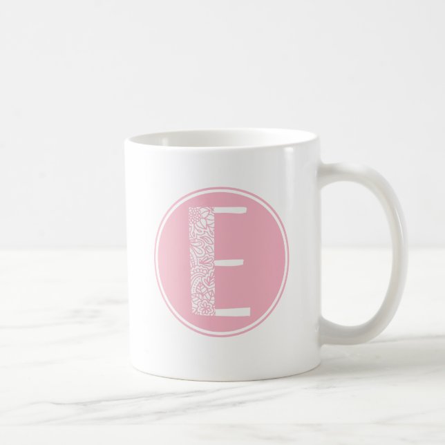 E Initiale florale Monogramm Kaffeetasse (Rechts)