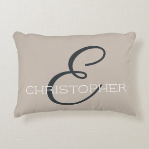 E Initialen Personalisierter Name Neutral Taupe Be Dekokissen