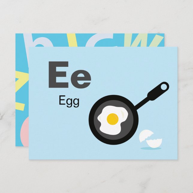 E ist für Egg - Alphabet Flash Card Postkarte (Vorne/Hinten)