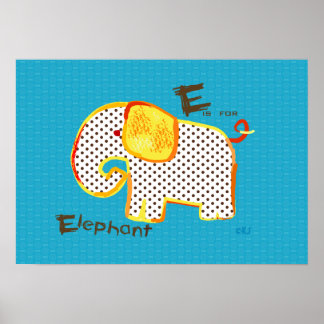 "E ist für Elefanten" digitales Lackplakat Poster