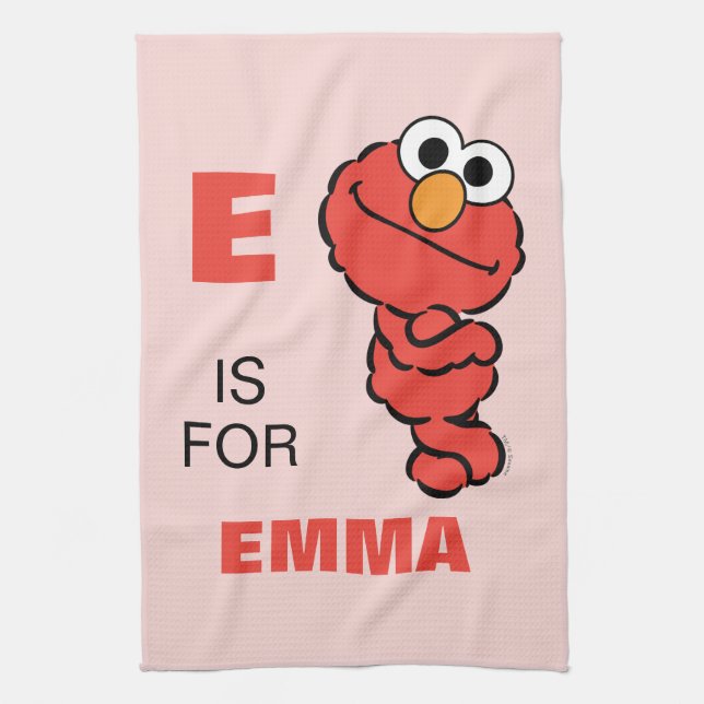 E ist für Elmo | Name hinzufügen Geschirrtuch (Vertikal)