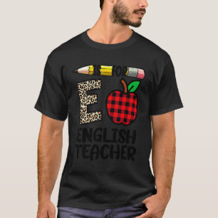 E Ist Für Englischlehrer Leopard Rot Kariert Zurüc T-Shirt