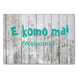 E Komo Mai (Willkommenskarte) Tischnummer