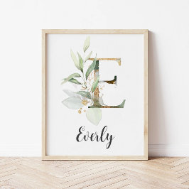 E Letter Monogram Greenerity Kinderzimmer Name Wal Poster
