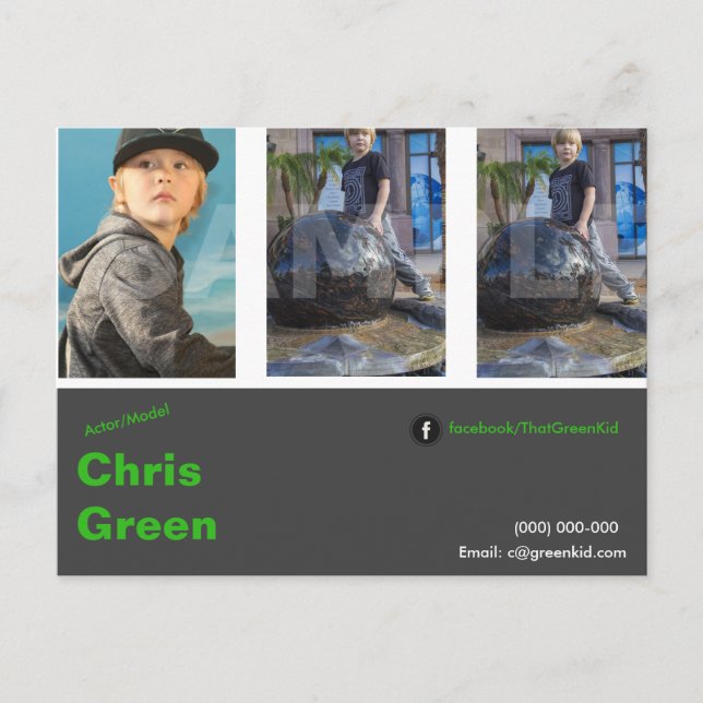 E-Mail-Headshot Postcard Actor Model Template Postkarte (Vorderseite)