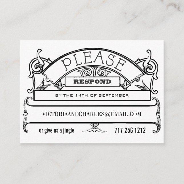 E-Mail- oder Telefonkarten für die Chalkboard-Antw Begleitkarte (Vorderseite)