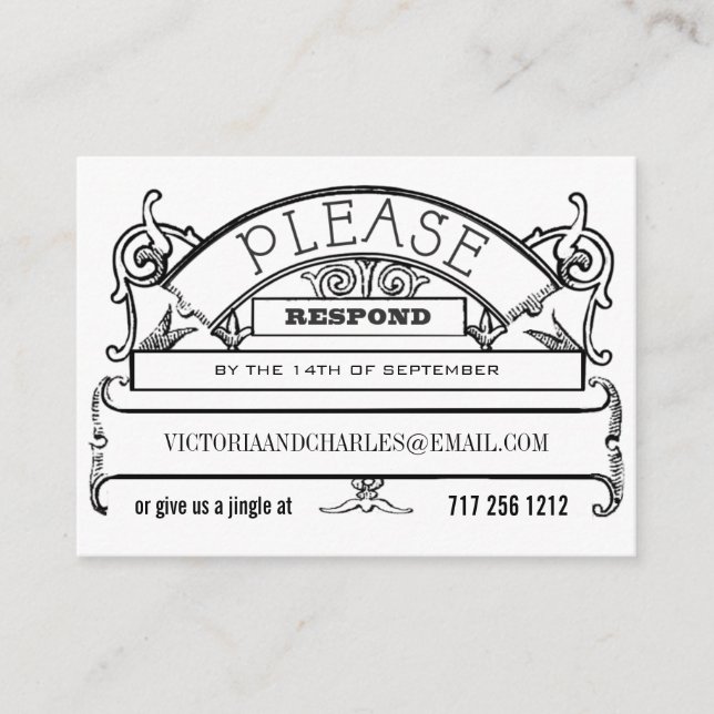 E-Mail- oder Telefonkarten für die Chalkboard-Antw Begleitkarte (Vorderseite)