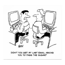 E-Mails des Computerbetreibers, die Zucker anforde