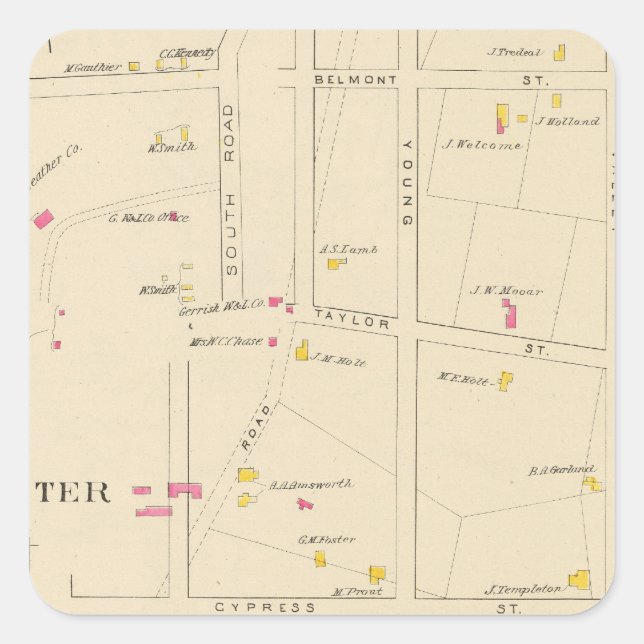 E Manchester, Bakerville, Ward 6 Quadratischer Aufkleber (Vorderseite)