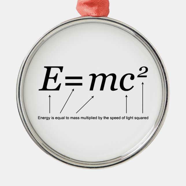 E=MC2 Einsteins Relativitätstheorie Silbernes Ornament (Vorne)