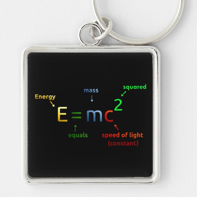 E = MC^2. E entspricht Lux quadriert Schlüsselanhänger (Vorne)