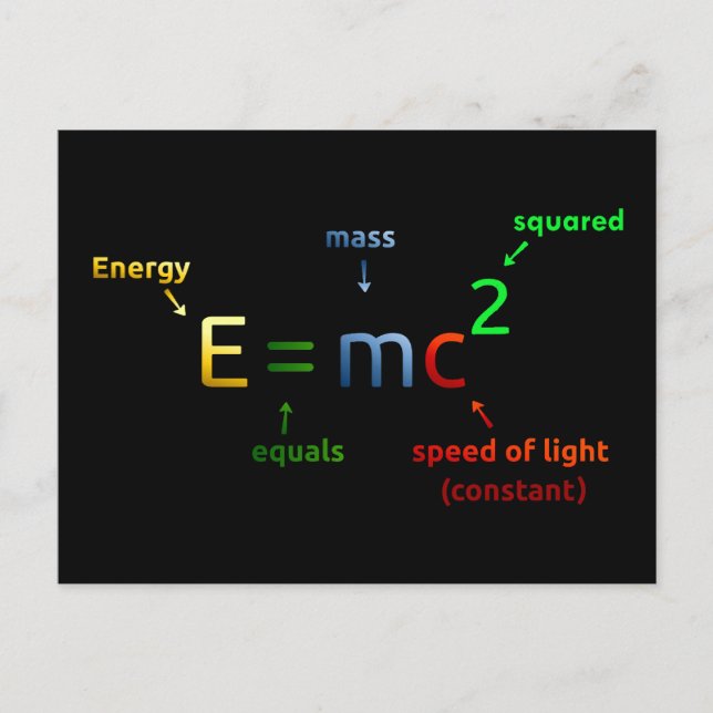 E = MC^2. E gleich MC Squared Postkarte (Vorderseite)