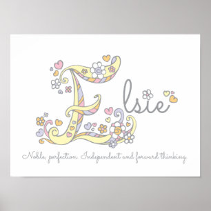 E monogram art Elsie girls name meint poster