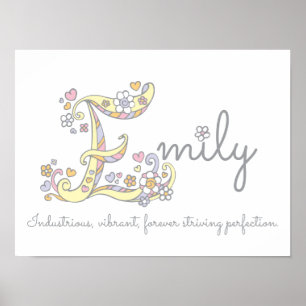 E monogram Art Emily Girls Name bedeutet Plakat