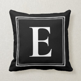 E Monogram Template Elegant Moderne Schwarz-weiße Kissen