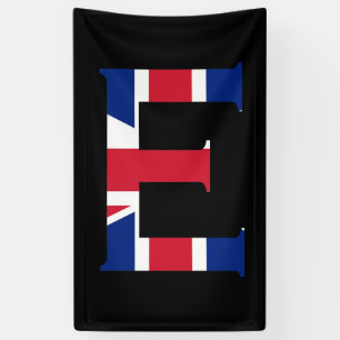 E Monogram überlagert sich auf der Flagge der Unio Banner