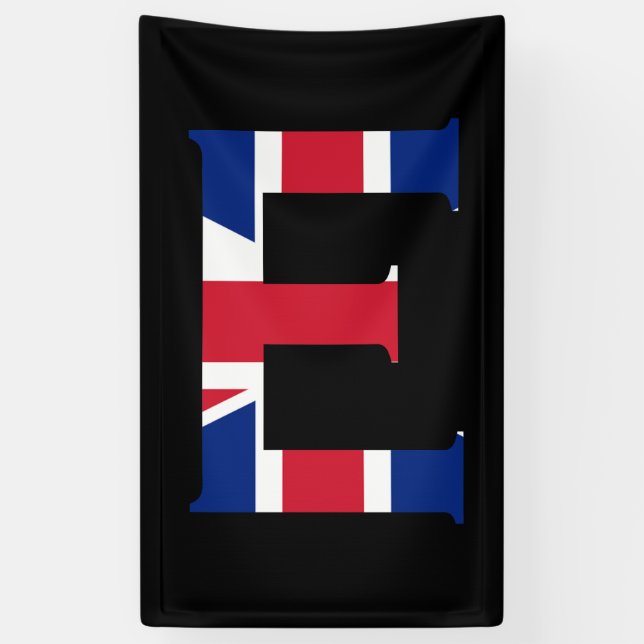 E Monogram überlagert sich auf der Flagge der Unio Banner (Vertikal)