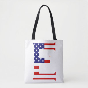 E Monogram überlagert sich auf der Flagge der USA