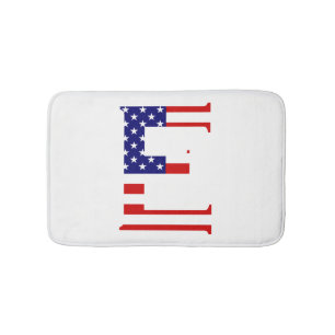 E Monogram überlagert sich auf der Flagge der USA Badematte