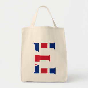 E Monogram überlagert sich auf der Unijack Flag gt Tragetasche