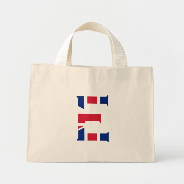 E Monogram überlagert sich auf Union Jack Flag ttc Mini Stoffbeutel (Vorne)