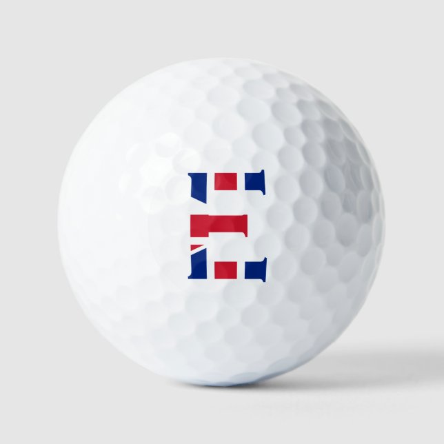 E Monogram überlagert sich auf Union Jack Flag va  Golfball (Vorderseite)