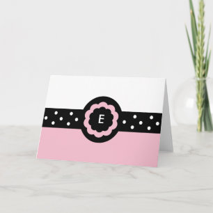 E: Monogramm E Dotter Rosa und Weiße Karte