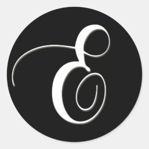 E monogramm - elegantes Schwarzweiß Runder Aufkleber