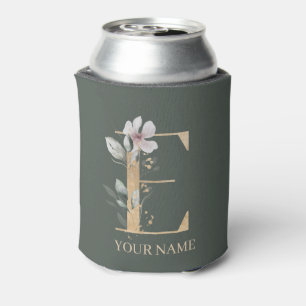 E Monogramm Floral Personalisiert Dose Cooler Dosenkühler