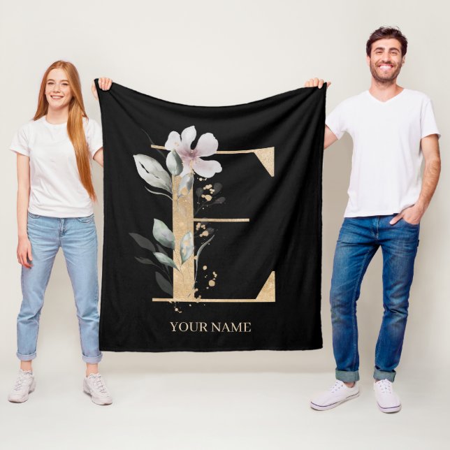 E Monogramm Floral Personalisiert Fleecedecke (Beispiel)